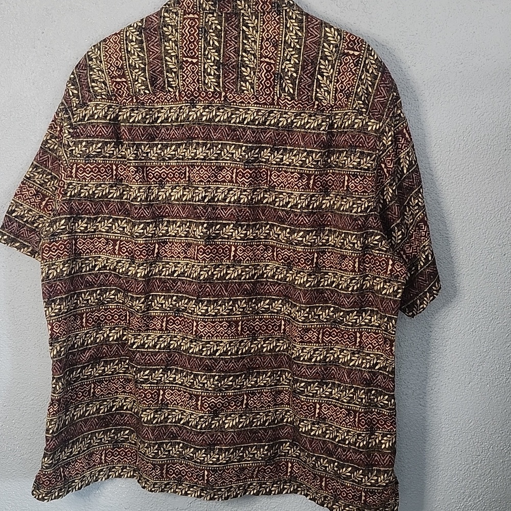 Woolrich Men's Short-Sleeve Patterned Button-Up Shirt- Brown/Red - Picture 3 of 4